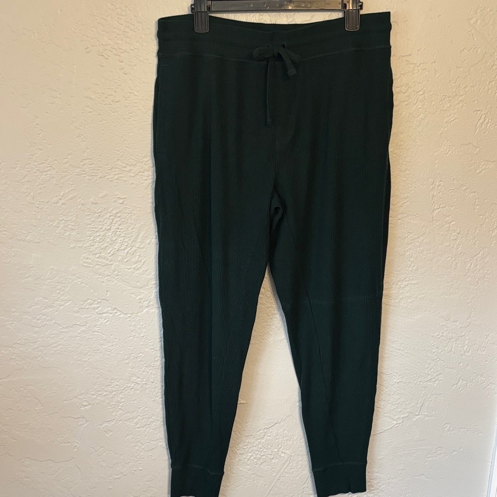 Tommy John Dark Green Drawstring Rib Knit Stretch Joggers L